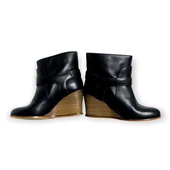 MM6 Maison Martin Margiela Boots Black Leather Wedge Ankle Boots, Size 36.5 EU - Picture 11 of 13